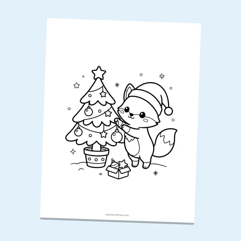 Cozy Winter Holiday Animals Coloring Pages, page preview 3