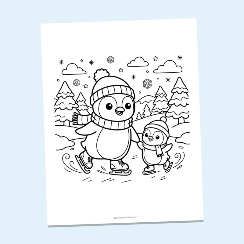 Cozy Winter Holiday Animals Coloring Pages, page preview 4