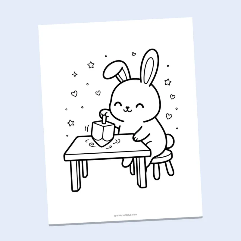 Cute Hanukkah Friends Coloring Pages, page preview 2