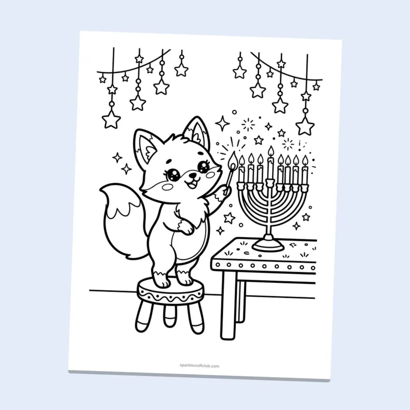Cute Hanukkah Friends Coloring Pages, page preview 3