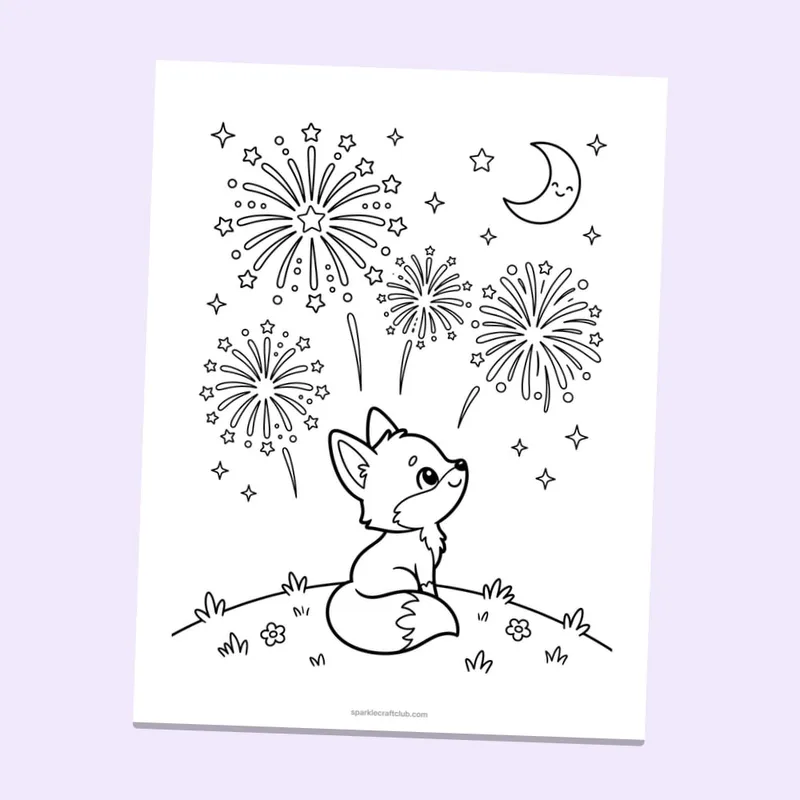 Happy New Year Party Animals Coloring Pages, page preview 3