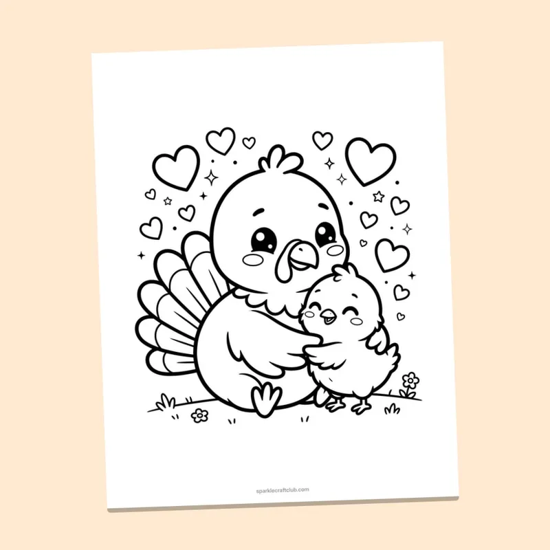 Thankful Animals Thanksgiving Coloring Pages, page preview 4