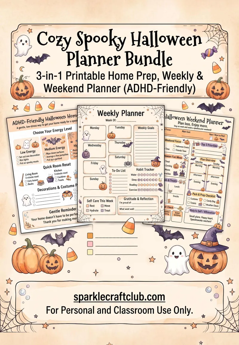 Halloween Planner, free printable PDF