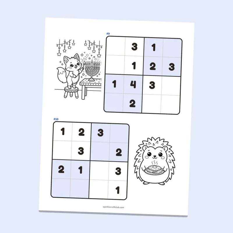 Hanukkah Sudoku for Kids: 4x4 Picture Puzzles, page preview 3