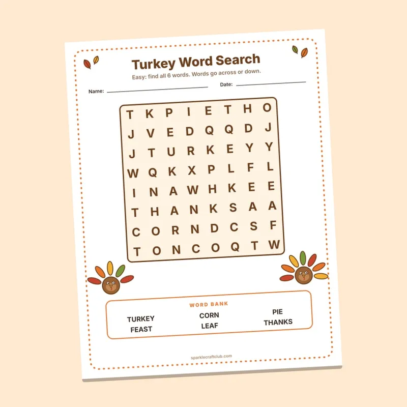 Thanksgiving Word Search & Maze Activity Pack, page preview 2