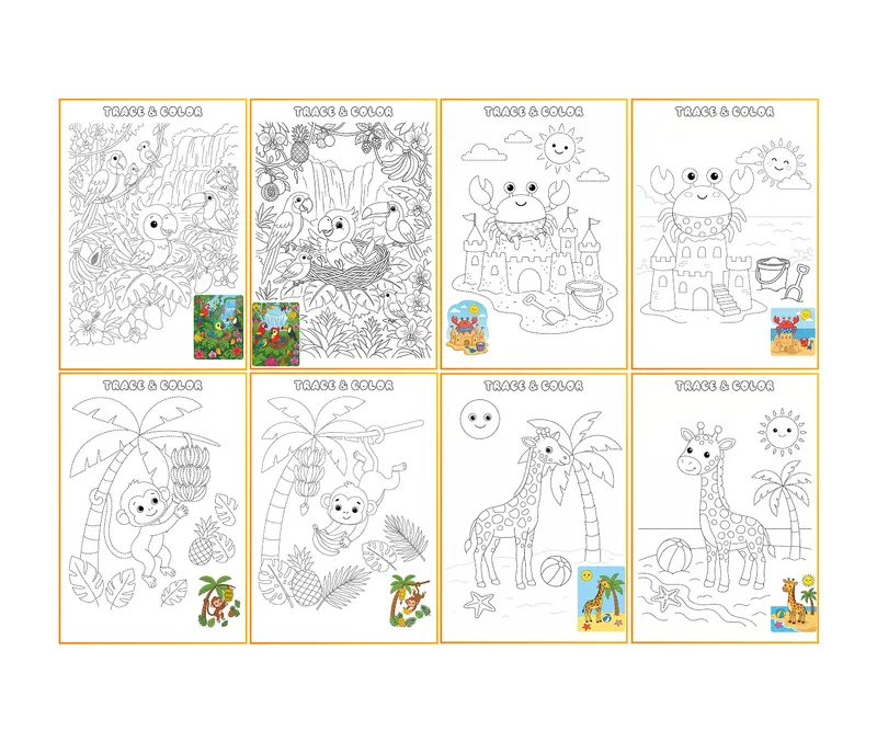 Cute Animals Tracing & Coloring Activity Pack, page preview 5