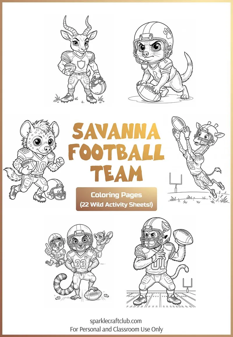 Savanna Football Team Coloring Pages, free printable PDF