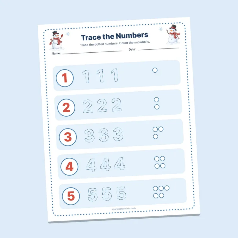 Winter Tracing Pack: Numbers & Letters, page preview 2